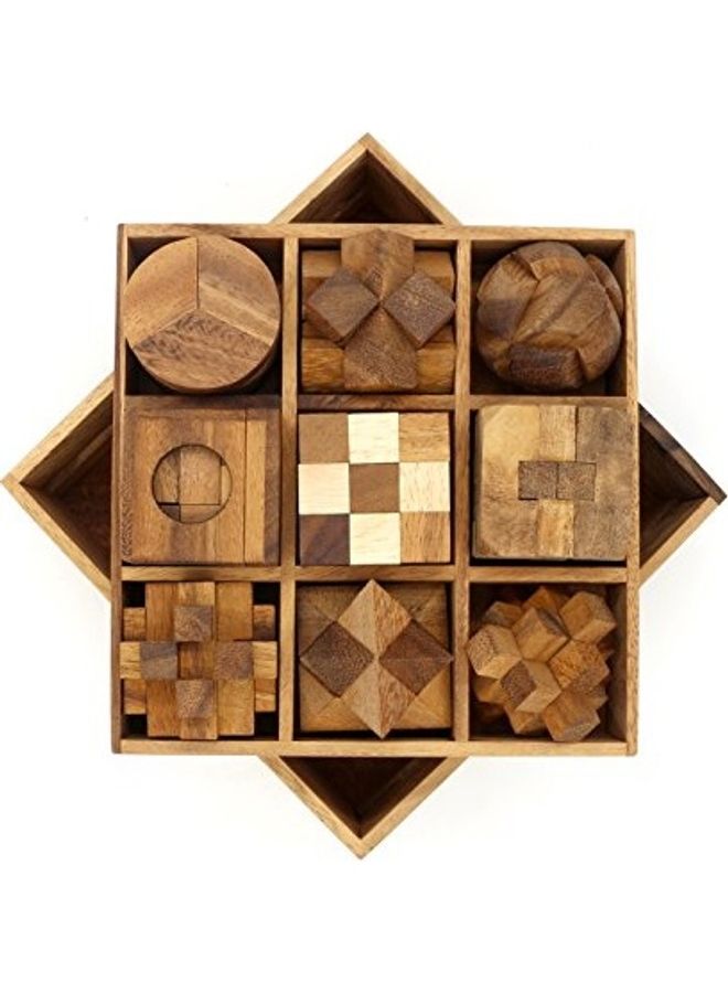 Pack Of 9 Brain Teasers And Educational Games 3D Wooden Puzzle 7inch - Image 3