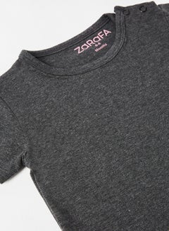 Zarafa Basic Plain T-Shirt Dark Grey Melange  - Image 4