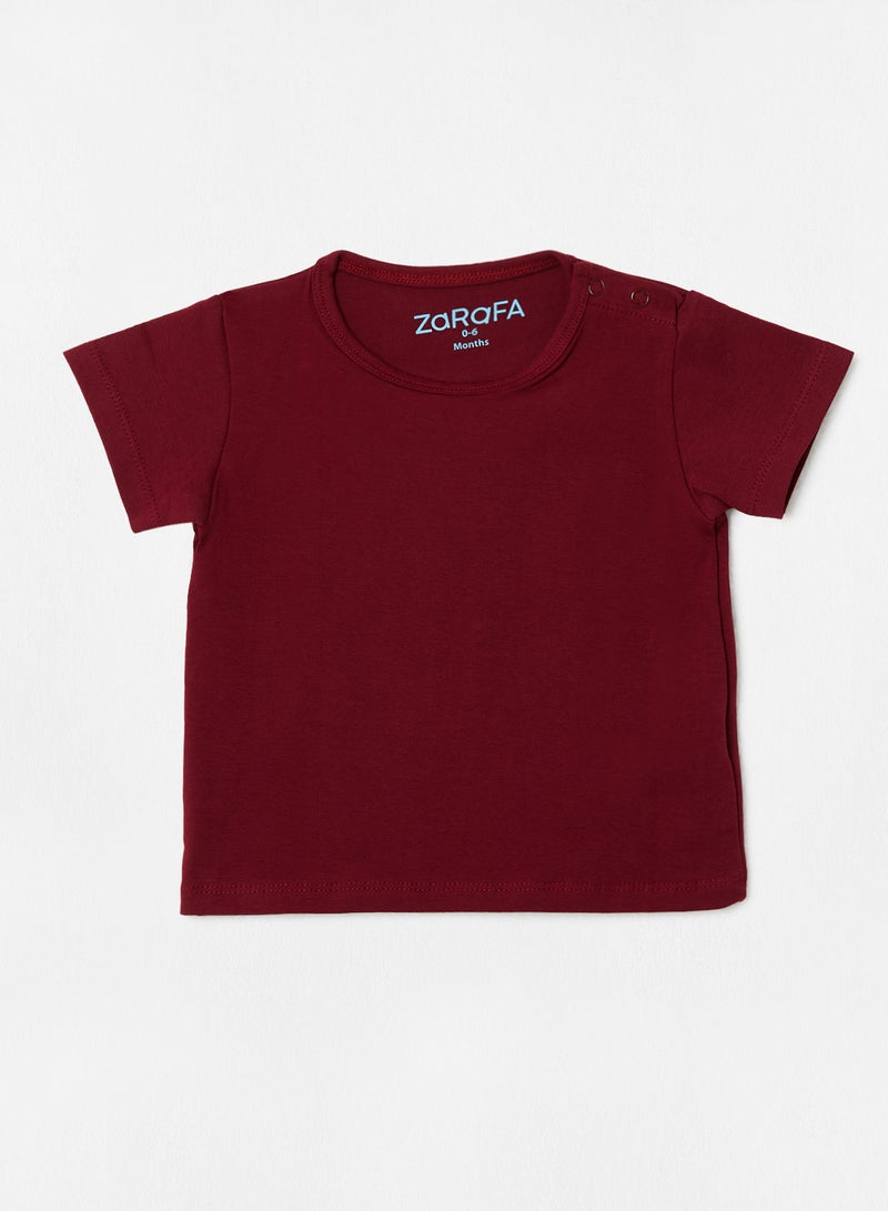 Zarafa Basic Plain T-Shirt Maroon  - Image 1