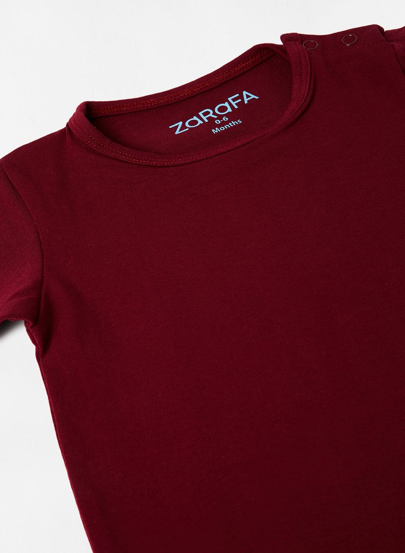 Zarafa Basic Plain T-Shirt Maroon  - Image 4