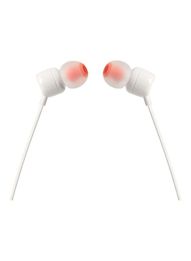 جي بي إل سماعة أذن سلكية T110 بتصميم سهل الاستخدام مذهل وصوت جهير نقي، وجهاز تحكم عن بعد بزر واحد مع ميكروفون وكابل مسطح بدون تشابك أبيض - Image 2