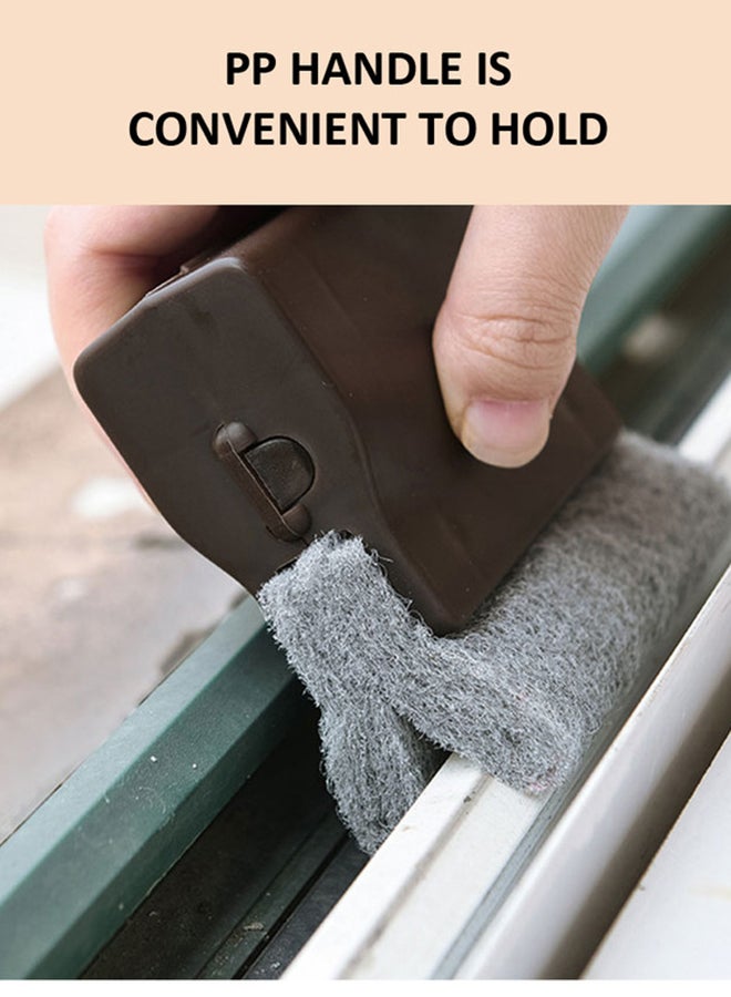 fashionhome - Window Cleaning Thick Scouring Pad Brush Brown 9x8cm - Image 1