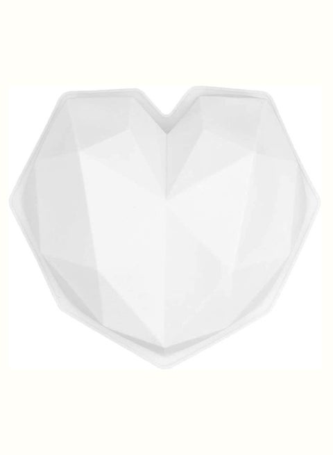 DDR 3D Diamond Heart Shape Mousse Cake Mold Trays,Silicone Baking Pan-Food Grade for Chocolate,Cake Decorating and DIY White 18 x 5.5 x 18cm