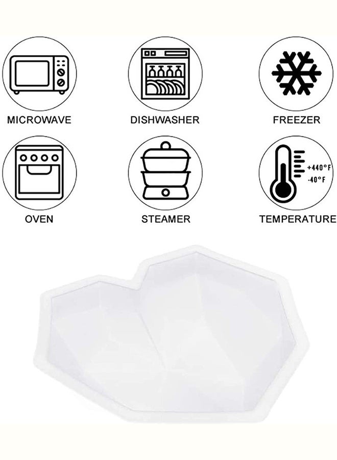 DDR 3D Diamond Heart Shape Mousse Cake Mold Trays,Silicone Baking Pan-Food Grade for Chocolate,Cake Decorating and DIY White 18 x 5.5 x 18cm