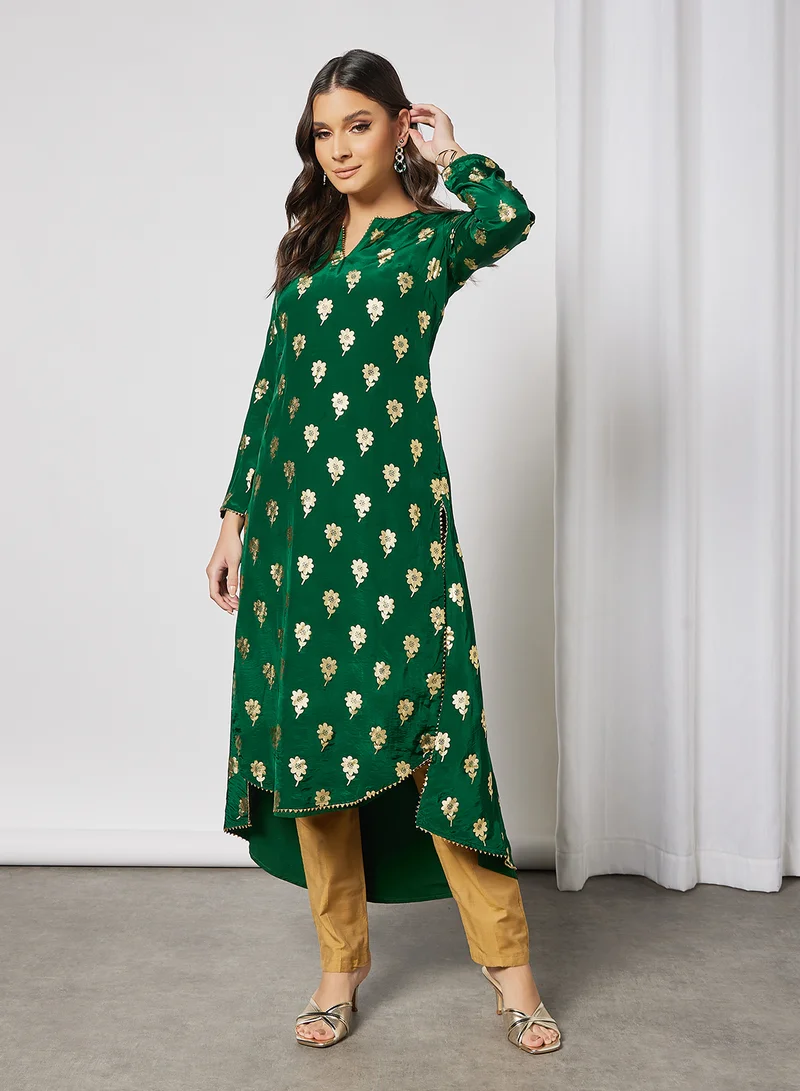 masaba Floral Print Kurta Green