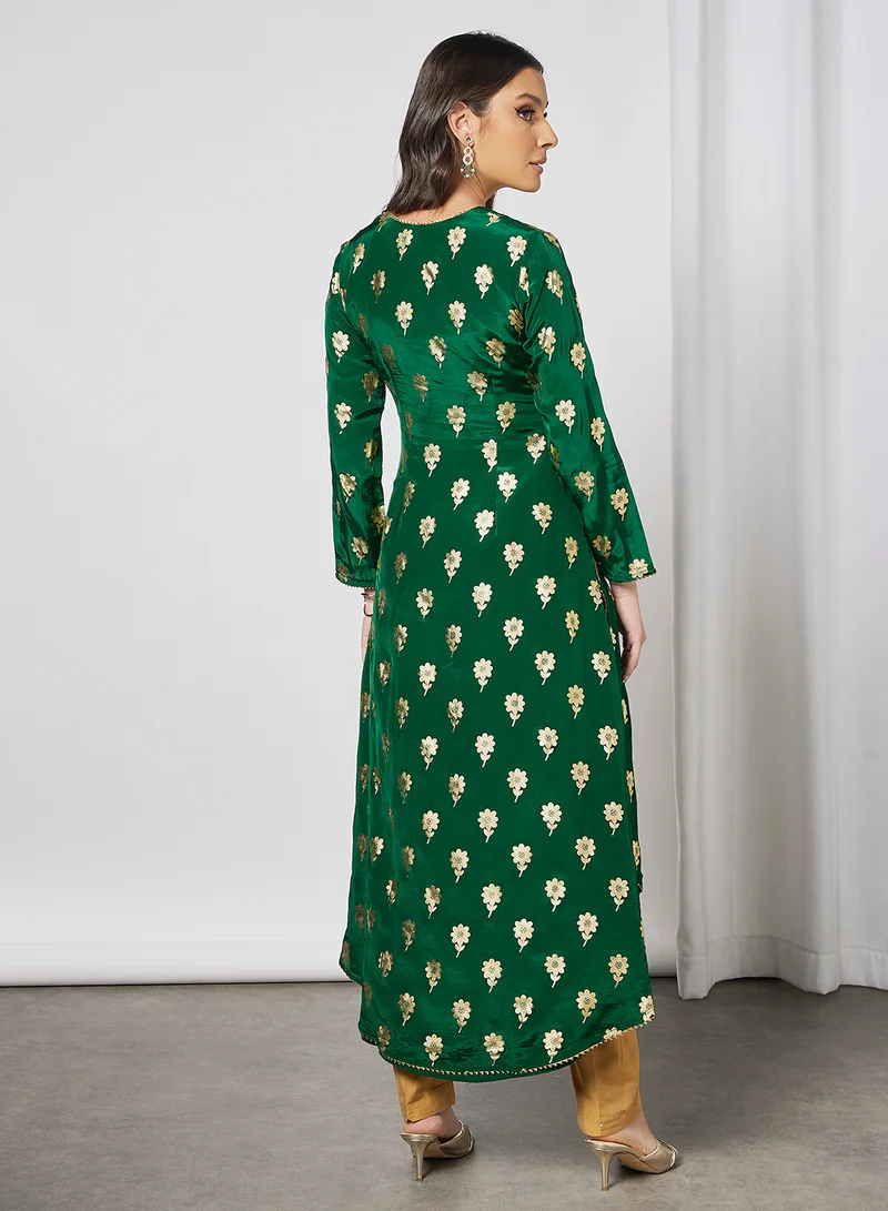 masaba Floral Print Kurta Green