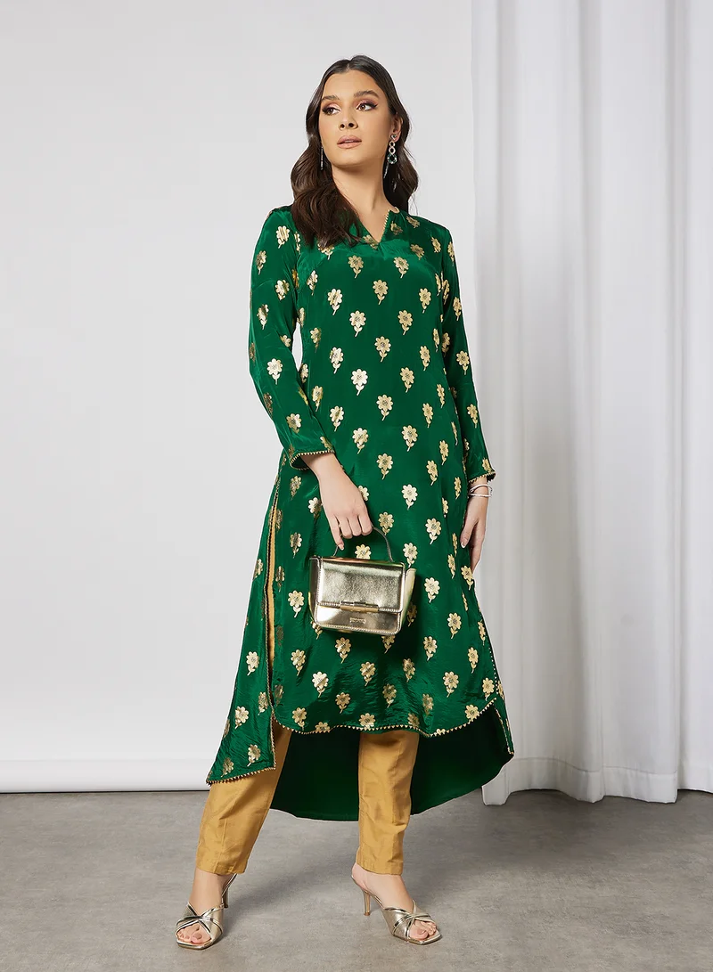masaba Floral Print Kurta Green