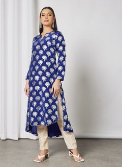 Floral Print Kurta Blue