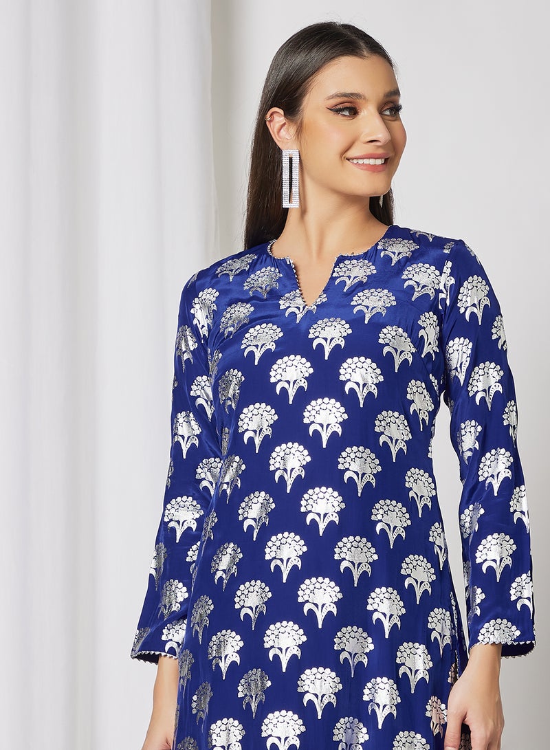 masaba - Floral Print Kurta Blue - Image 1