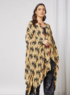Ikat Print Ethnic Jacket Beige