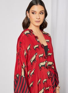 masaba Printed Ethnic Jacket Red  - Image 3
