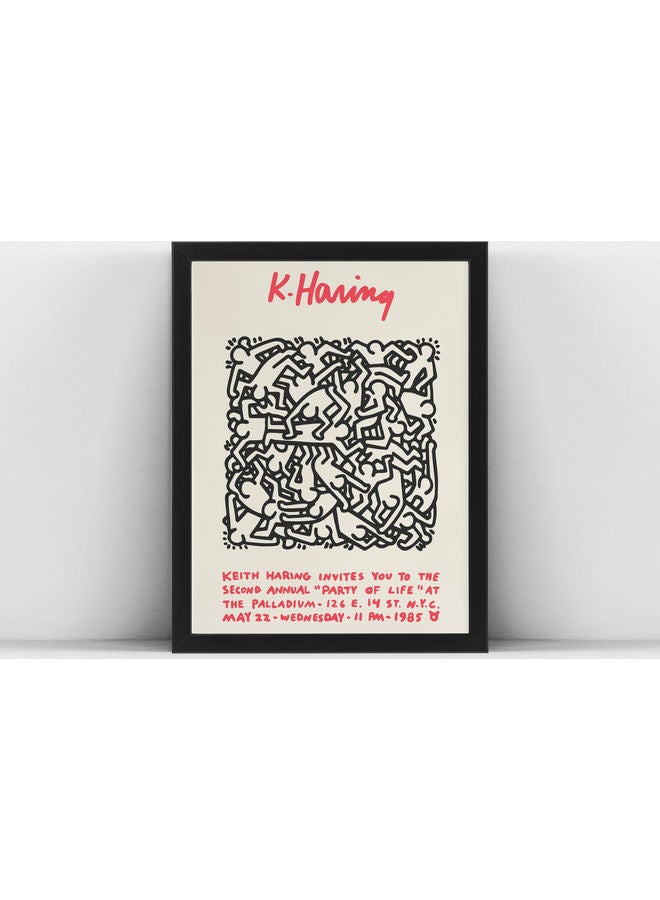 Boomah Accessories - Keith Haring Party Of Life New York Pop Art Poster With Frame Multicolour 30x40cm - Image 1