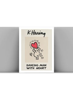 Keith Haring Dancing Man With Heart Pop Art Poster With Frame Multicolour 30x40cm