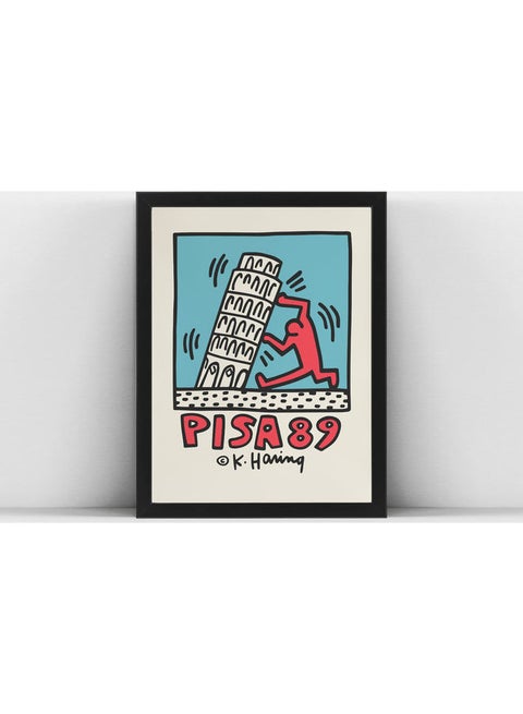 Keith Haring Pisa 89 Pop Art Poster With Frame Multicolour 50x40cm