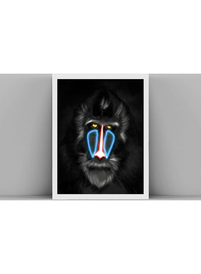 Boomah Accessories Monkey Mandrill Rafiki In Lion King Neon Wall Art Poster With Frame Multicolour 30x40cm