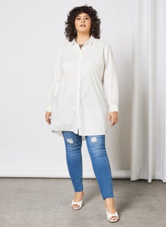 Vero Moda Curve Curve Longline Shirt White  - Image 2