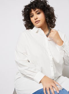 Vero Moda Curve Curve Longline Shirt White  - Image 1