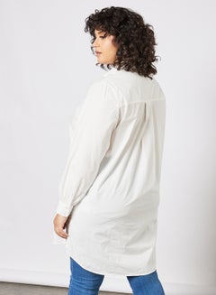 Vero Moda Curve Curve Longline Shirt White  - Image 3
