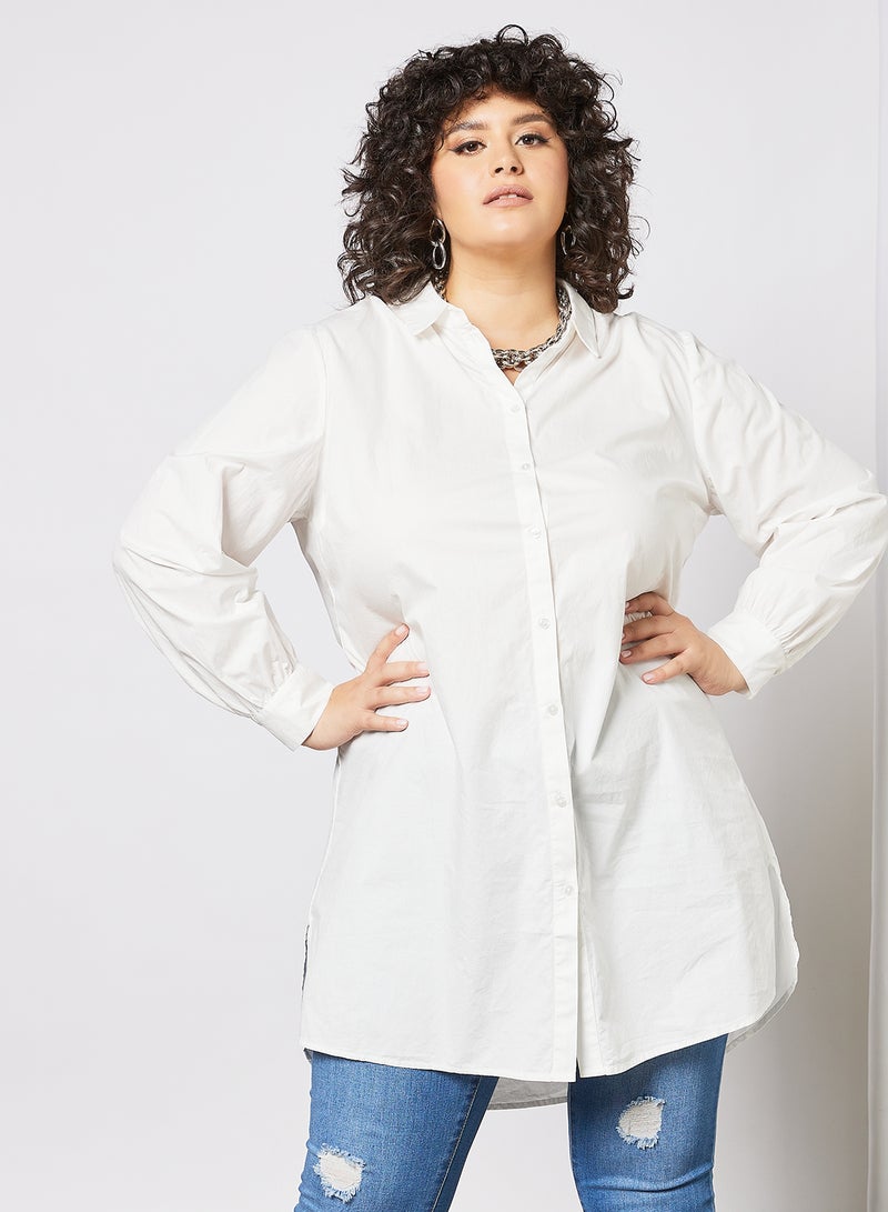 Vero Moda Curve Curve Longline Shirt White  - Image 4