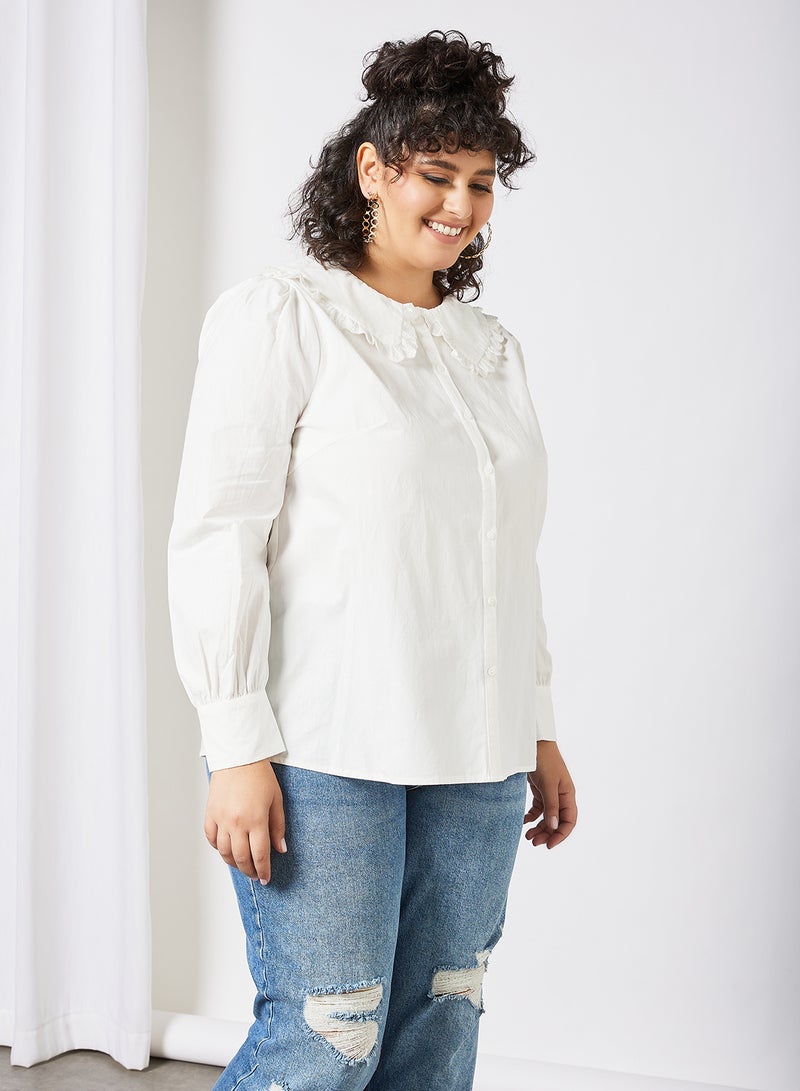 Only Carmakoma Curvy Pull Sleeve Shirt White  - Image 1