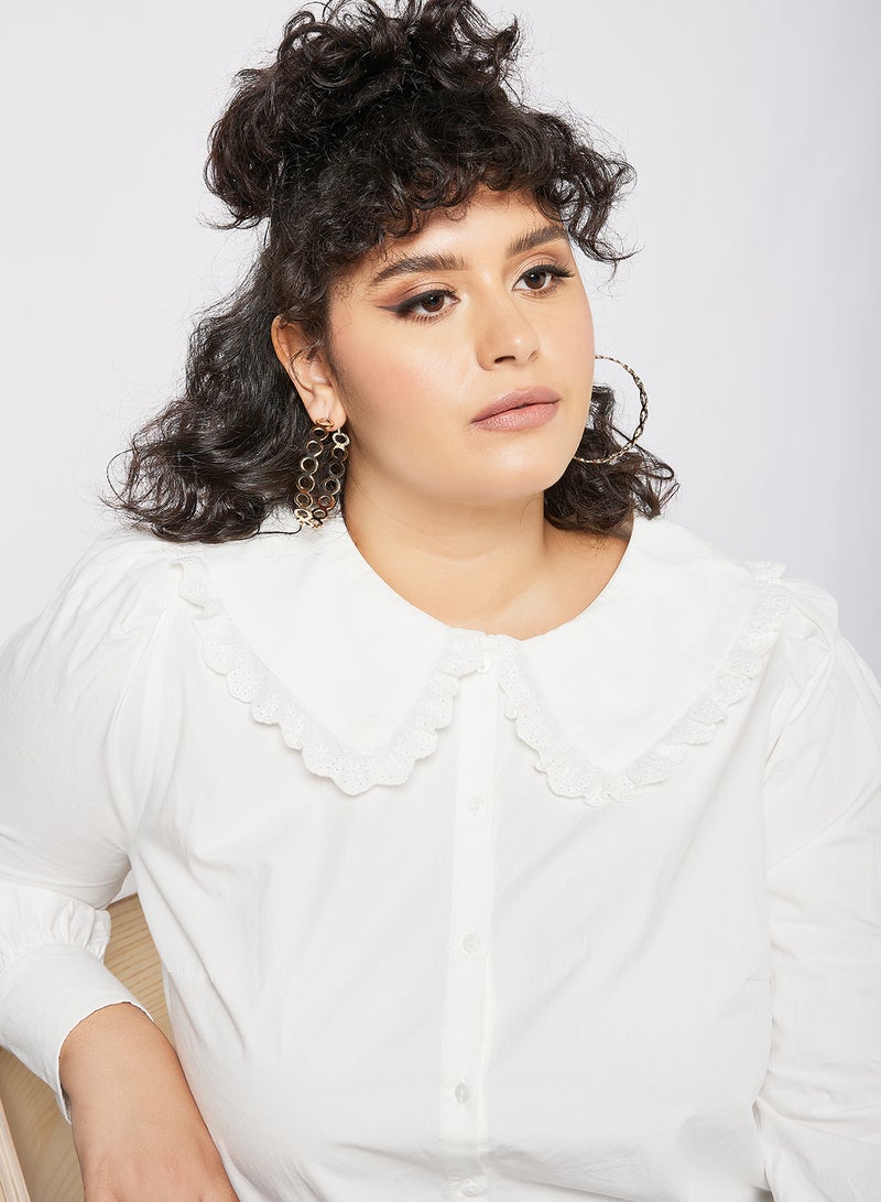 Only Carmakoma Curvy Pull Sleeve Shirt White  - Image 2