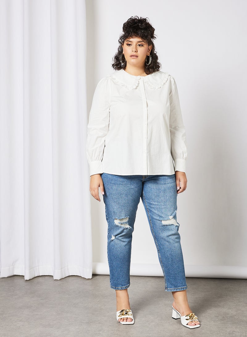 Only Carmakoma Curvy Pull Sleeve Shirt White  - Image 3