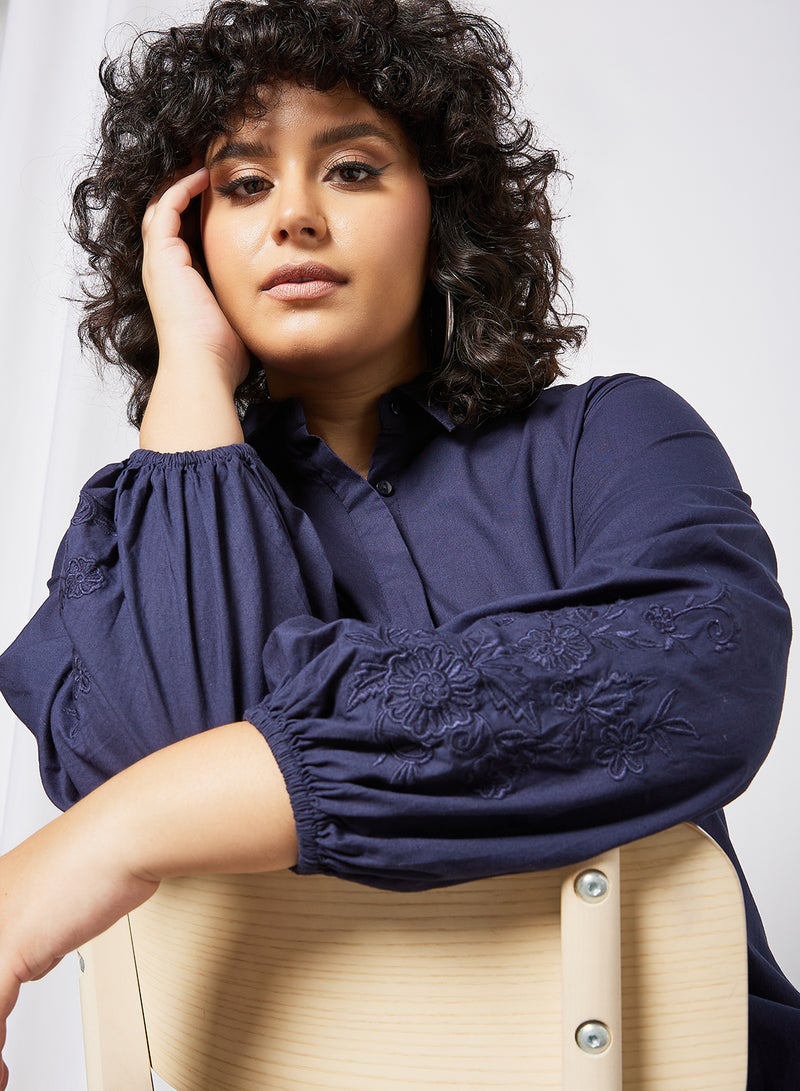 Vero Moda Curve - Curve Shirt Dress Navy - Image 1
