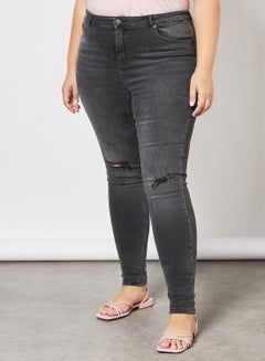 Curvy High Waist Skinny Jeans Black