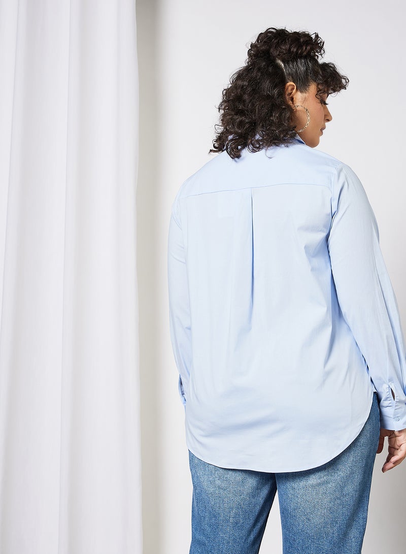 Only Carmakoma - Curvy Basic Long Sleeve Shirt Blue - Image 1
