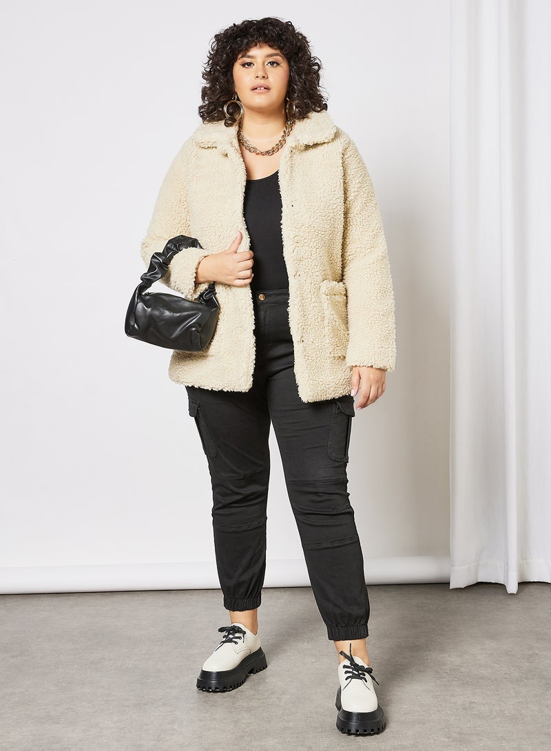 Only Carmakoma - Curvy Sherpa Jacket Beige - Image 1