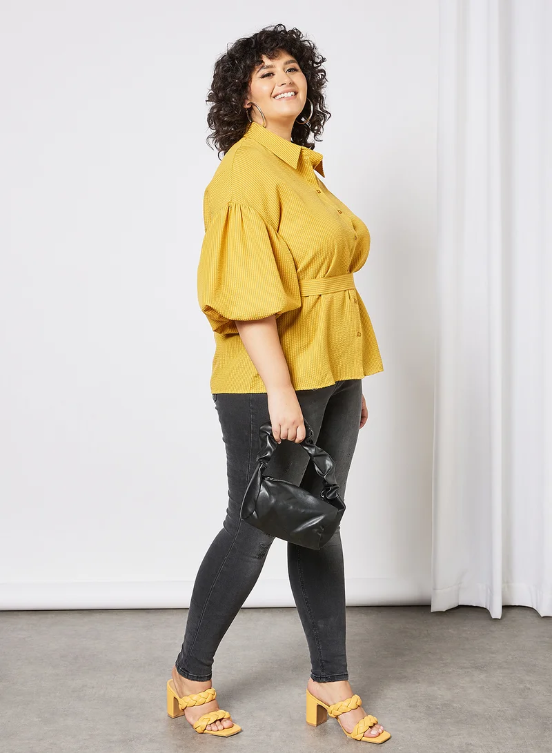 Vero Moda Curve Curve Voluminous Sleeve Top Mustard