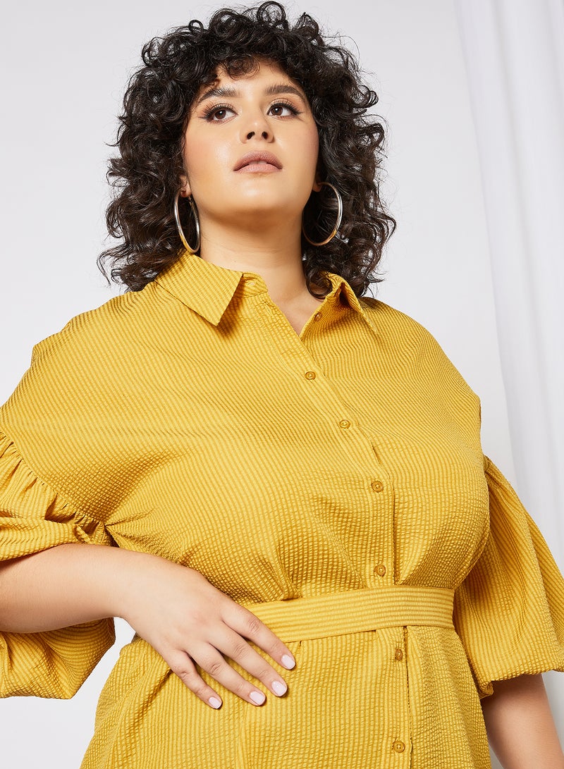 Vero Moda Curve - Curve Voluminous Sleeve Top Mustard - Image 1
