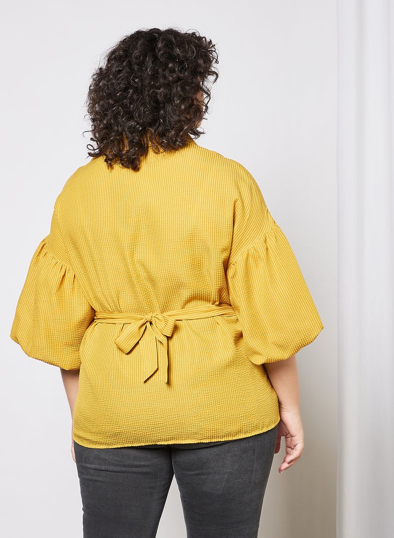 Vero Moda Curve - Curve Voluminous Sleeve Top Mustard - Image 1