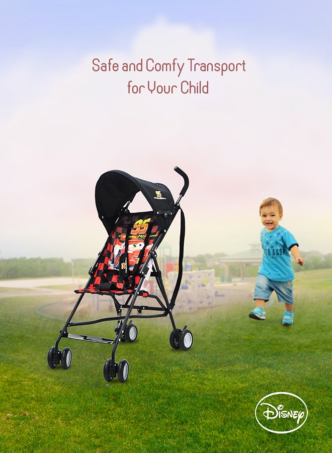 Disney - Car Lightning Mcqueen Lightweight Foldable Buggy Stroller With Adjustable Canopy - Multicolour - Image 1