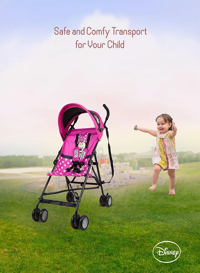 Disney Minnie Mouse 3D Ears Lightweight Buggy Stroller 3 - 36 Months, Pink, Rear Breaks, Shoulder Strap