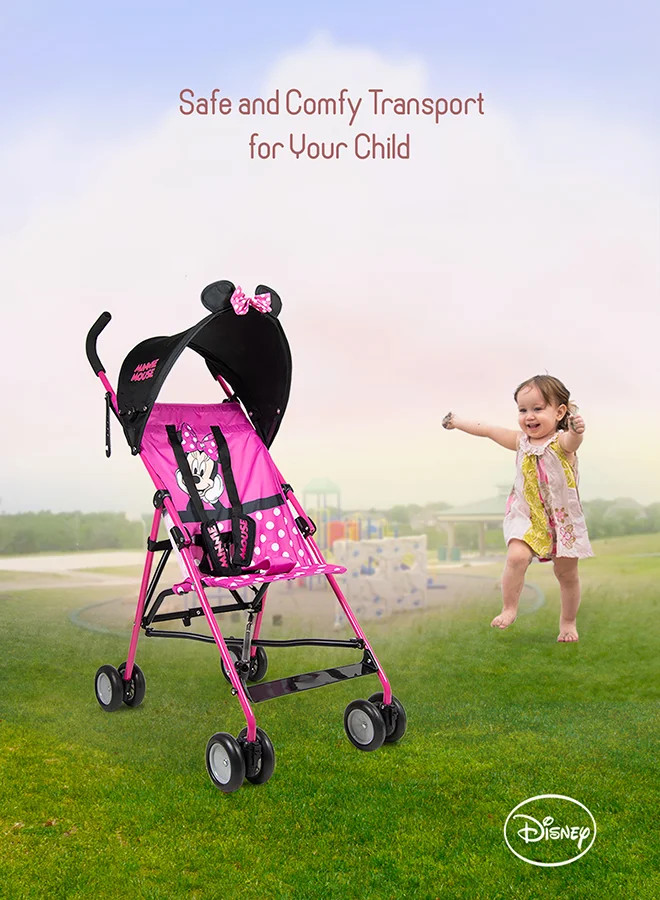 Disney Minnie Mouse Lightweight Buggy Stroller 3 - 36 Months, Pink, Rear Breaks, Shoulder Strap