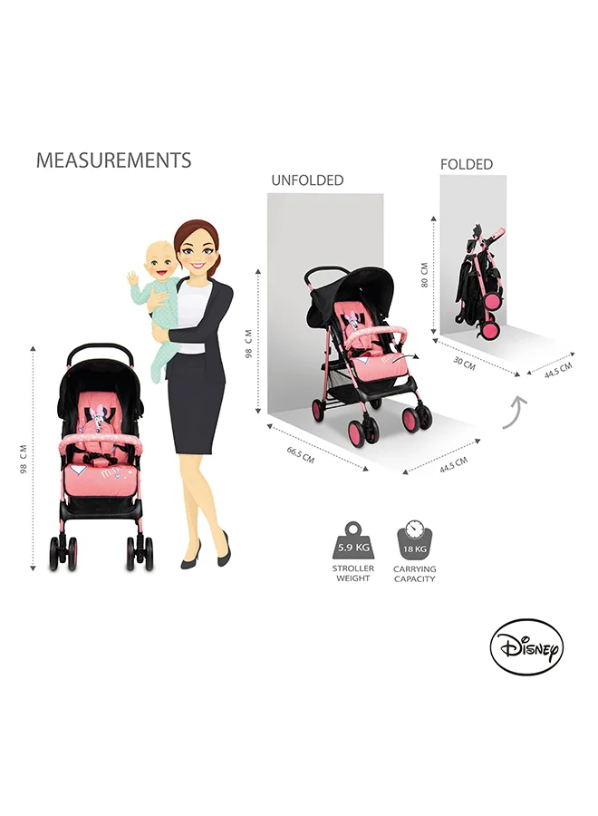 Disney Minnie Mouse Lightweight Picnic Stroller With Storage Cabin