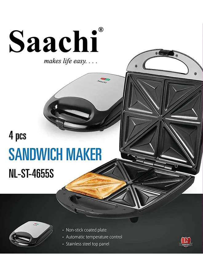 Saachi 8-Slice Non Stick Sandwich Maker 1100 W NL-ST-4655-BK Black/Silver
