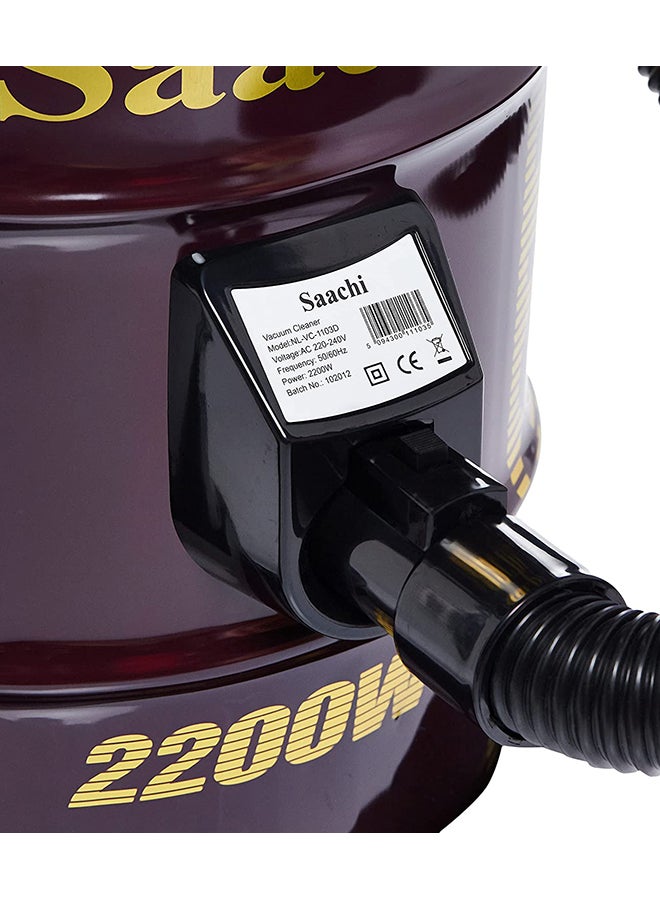 Dry Vacuum Cleaner with a Cyclonic Multi-Filtration System, 5 Meters Long Cord, Blow Function and Additional Brushes 2200 W NL-VC-1103D-RD Maroon - v1634461714/N11042386A_7