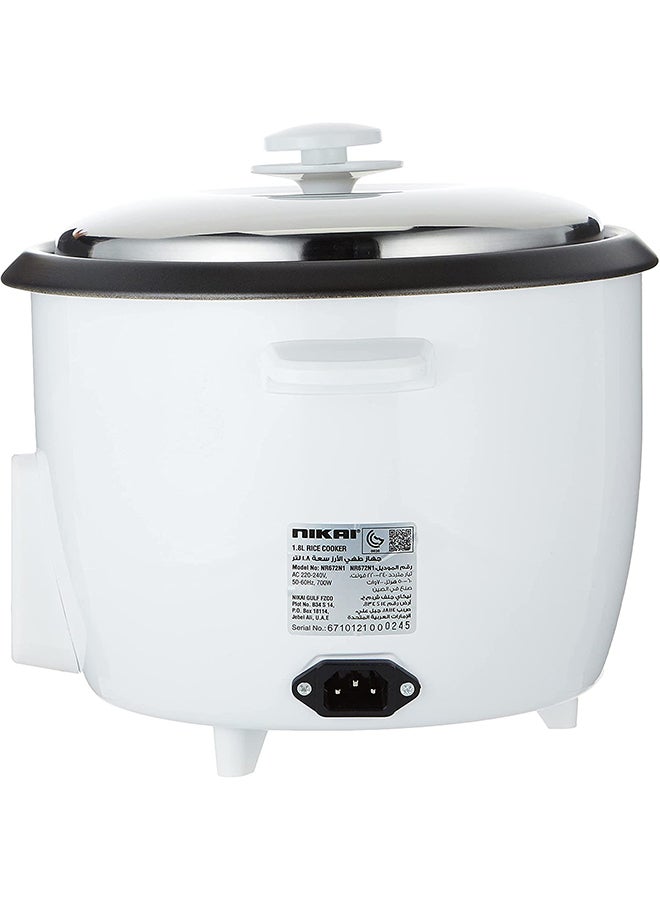 NIKAI - Rice Cooker With Steamer, Non-Stick Teflon-Coated Pot, And Keep Warm Function, Detachable Cord, Easy Cleaning, Perfectly Cooked Meals Every Time 1 L NR672N1 White - Image 1