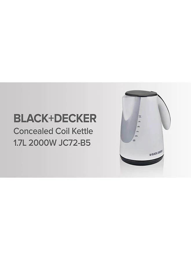 بلاك اند ديكر غلاية معدن بسلك ملفوف مخفي وقدرة 2000 وات 1.7 L 2200 W JC72-B5 أبيض
