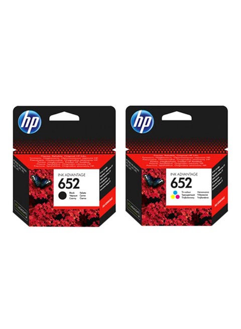 مجموعة واحدة من خرطوشة حبر اتش بي اصلية HP​​652 باللون الأسود وثلاثي الألوان F6V25AE/F6V24AE