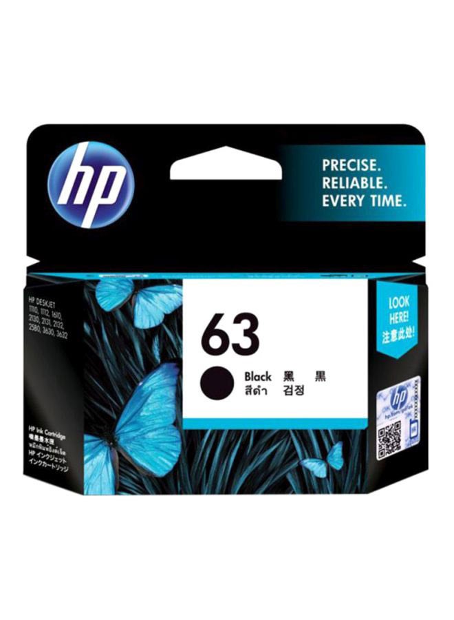 HP 63 Inkjet Printer Cartridge Black - Image 1