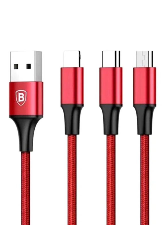 Baseus 3-In-1 Rapid Series Type-C/Micro USB Charging Cable Red - Image 2