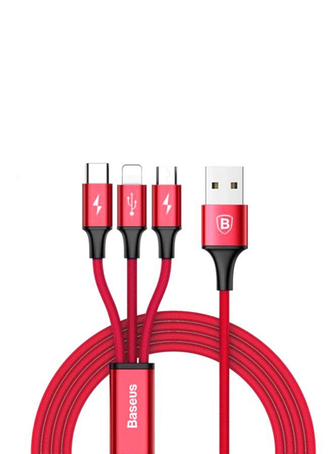 Baseus 3-In-1 Rapid Series Type-C/Micro USB Charging Cable Red - Image 4