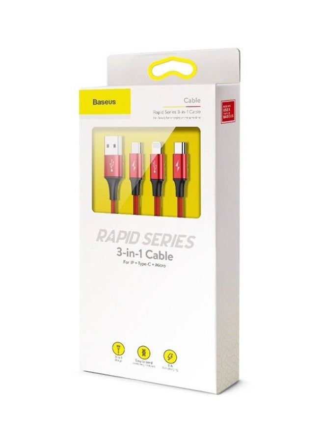 Baseus 3-In-1 Rapid Series Type-C/Micro USB Charging Cable Red - Image 5