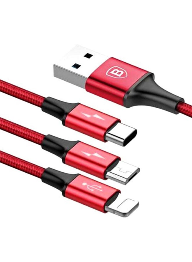 Baseus 3-In-1 Rapid Series Type-C/Micro USB Charging Cable Red - Image 3