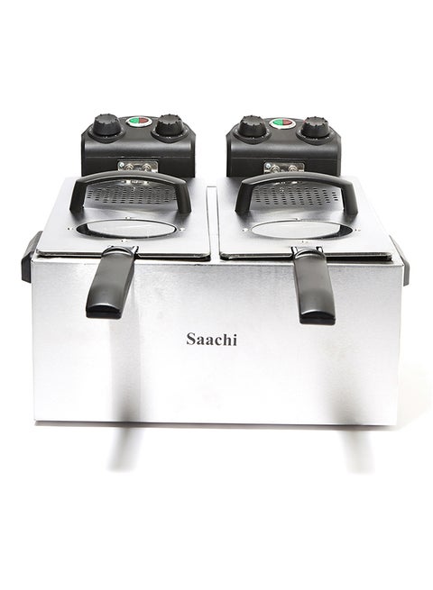 Deep Fryer with Two Baskets, Stainless Steel Body, Removable Inner Pan, Adjustable Timer and Temperature Control 6 L 2000 W NL-DF-4758-ST Silver