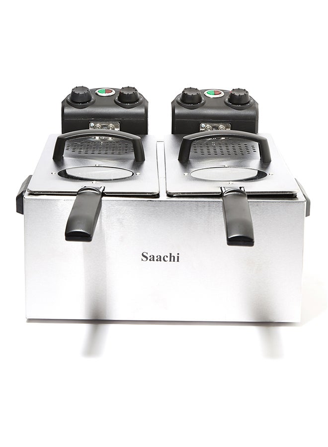 Deep Fryer with Two Baskets, Stainless Steel Body, Removable Inner Pan, Adjustable Timer and Temperature Control 6 L 2000 W NL-DF-4758-ST Silver