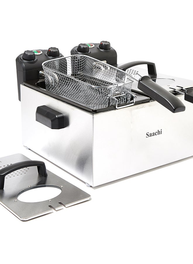 Deep Fryer with Two Baskets, Stainless Steel Body, Removable Inner Pan, Adjustable Timer and Temperature Control 6 L 2000 W NL-DF-4758-ST Silver